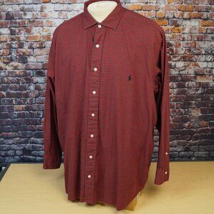 Polo Ralph Lauren Button Down Shirt Red Black Tartan Plaid Mens 2XB 2XL Big